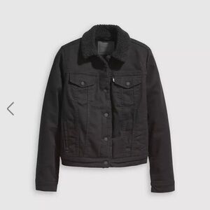 Levi's Black Denim Jacket with Sherpa Collar